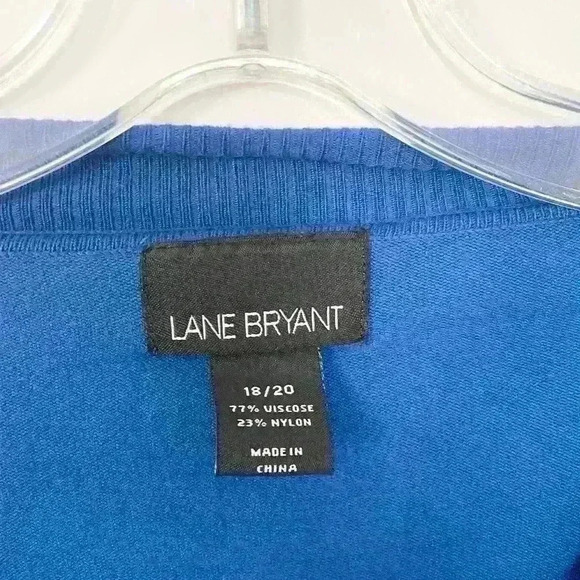 Lane Bryant Sz 18/20 2XL Women Cardigan Sweater Blue Silver Toggles Scoop Neck - Picture 4 of 5